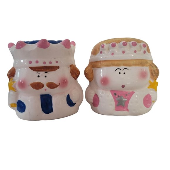 king and queen royalty short chubby cute salt and pepper shakers collectable - Picture 1 of 8
